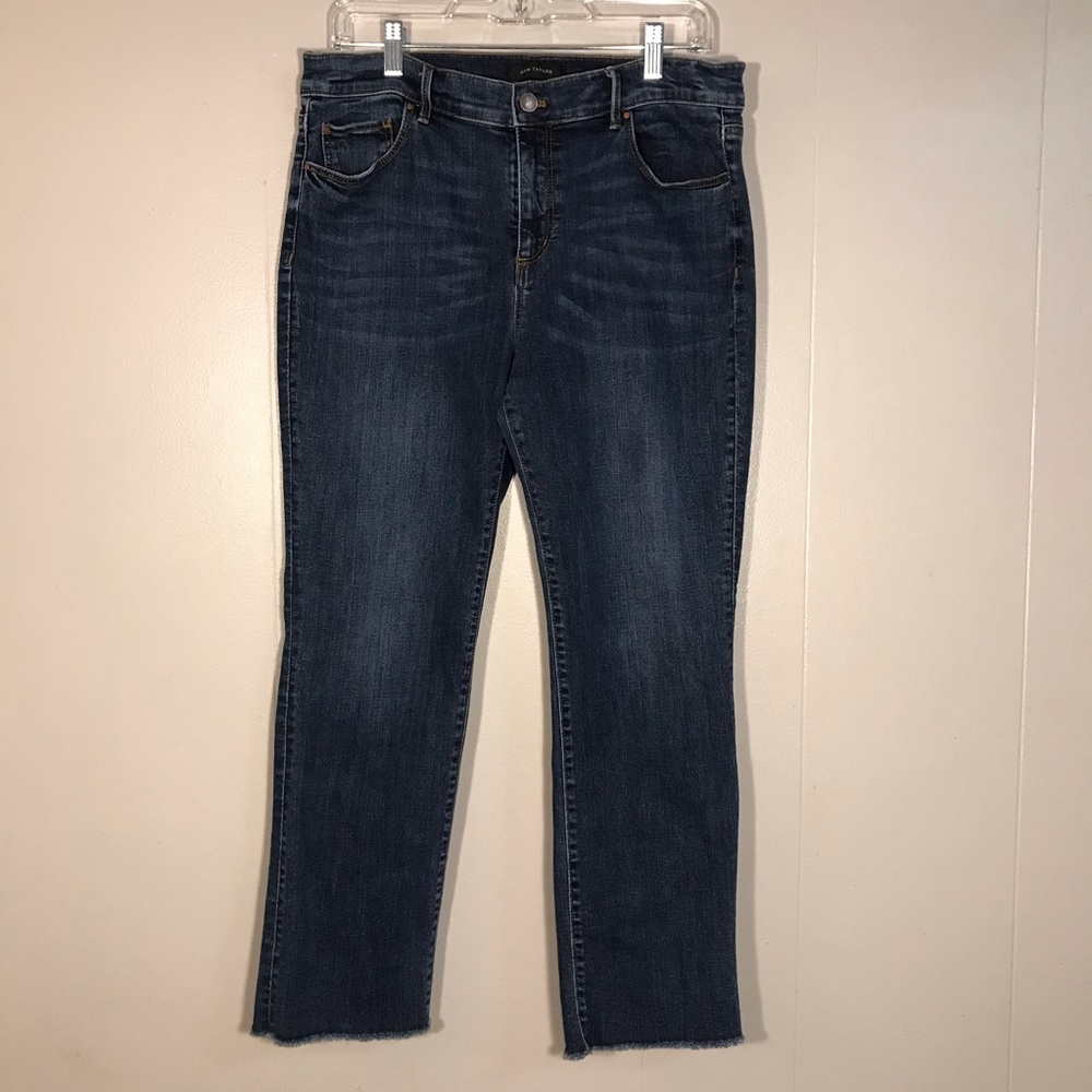 Ann Taylor Raw Hem Straight Leg Skinny Denim Jean